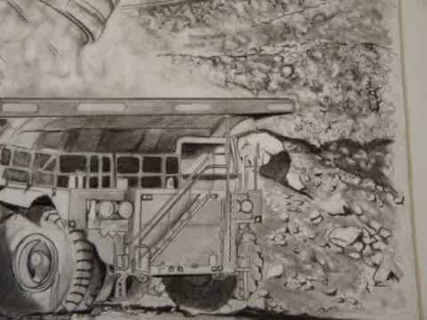 480x360 Coal Mine Shovel And Truck Pencil Drawing