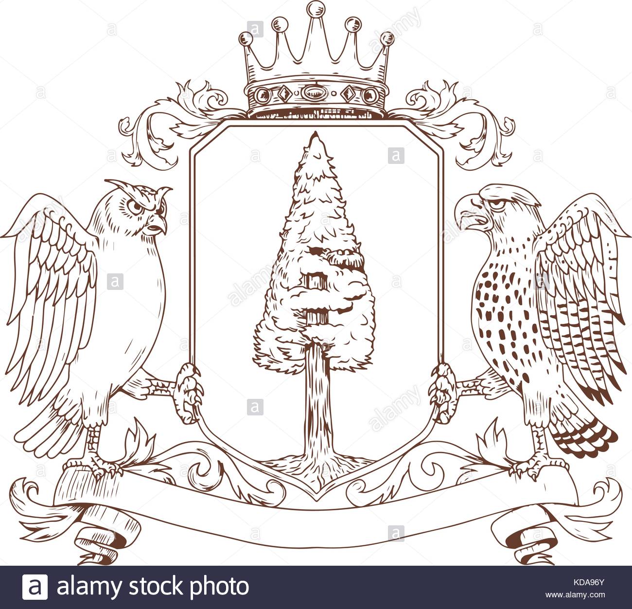 1300x1252 Drawing Sketch Style Illustration Of Coat Of Arms Showing An Owl