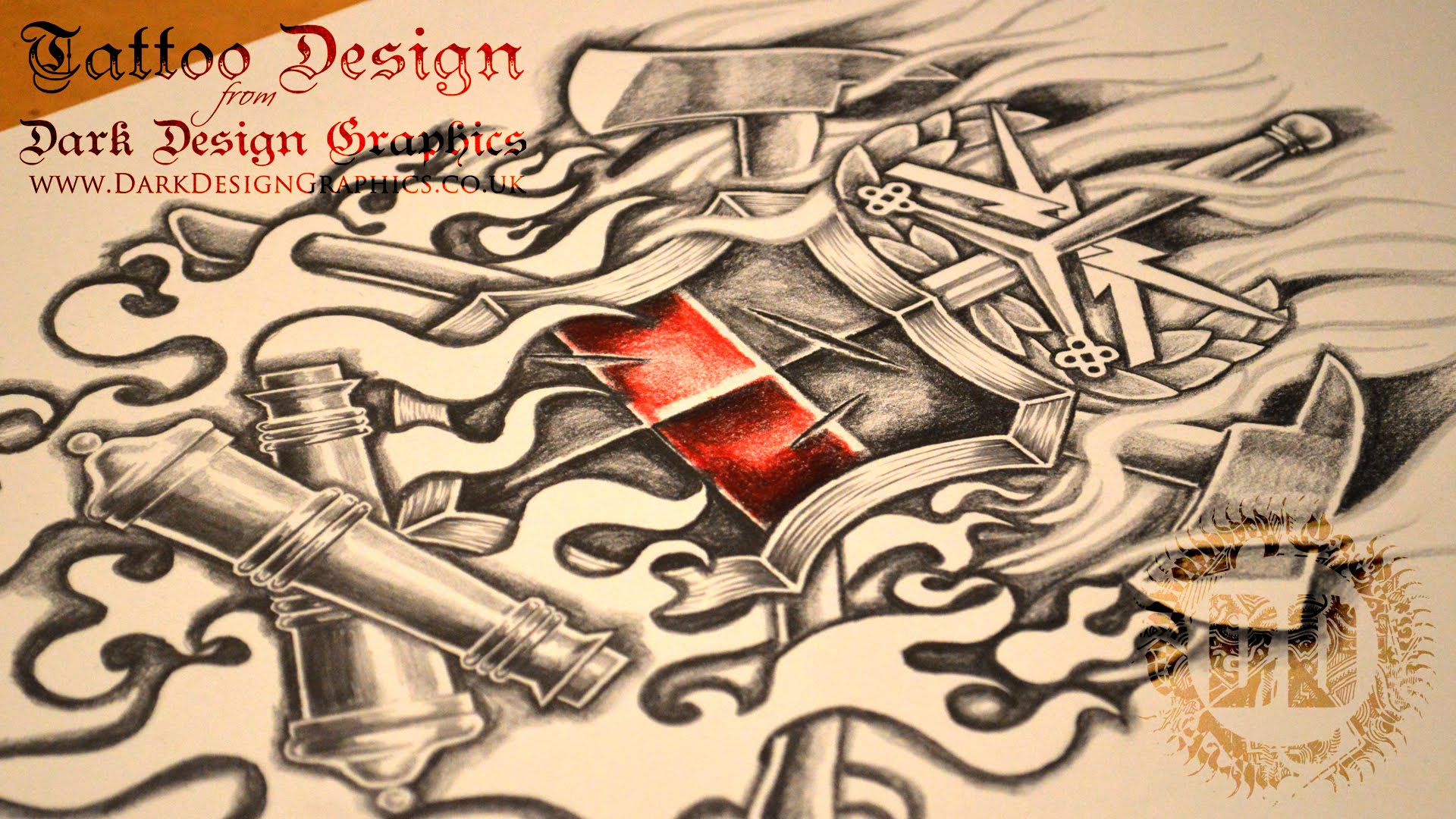 1920x1080 Warrior Coat Of Arms Tattoo Design