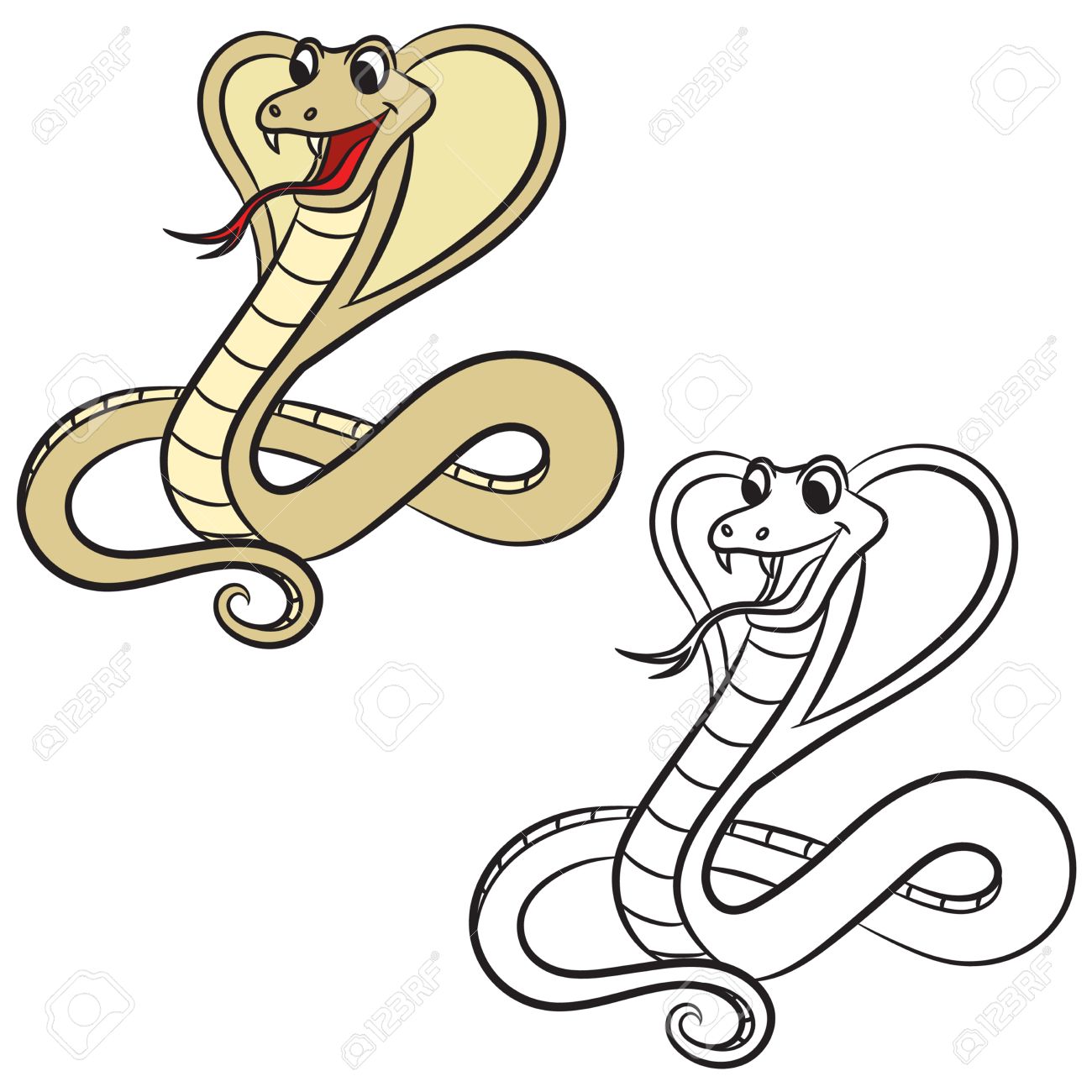 1300x1300 Illustration Of Cobra Snake On A White Background. Coloring Book
