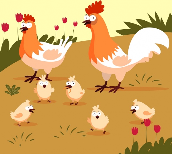 600x537 Chicken Farm Drawing Hen Cock Chick Icons Free Vector In Adobe