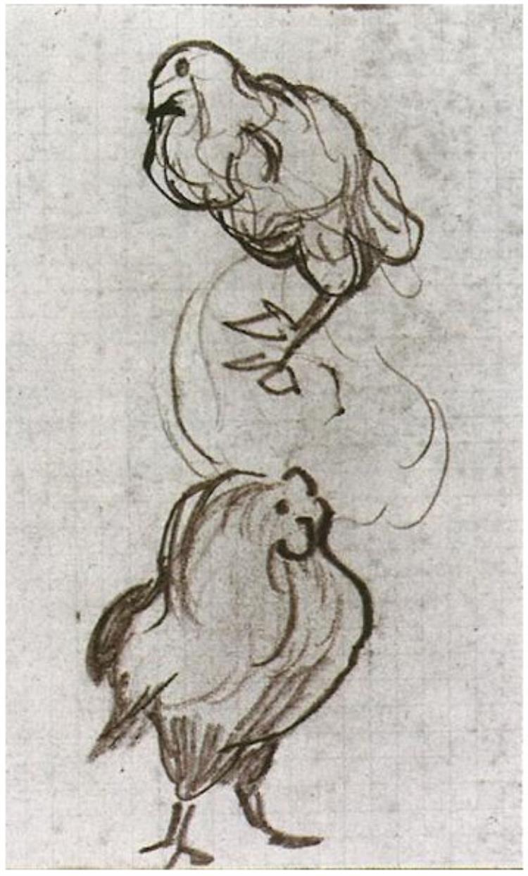 750x1243 Sketches Of A Hen And A Cock By Vincent Van Gogh