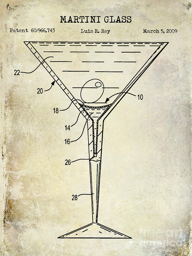675x900 Martini Glass Patent Drawing Photograph By Jon Neidert