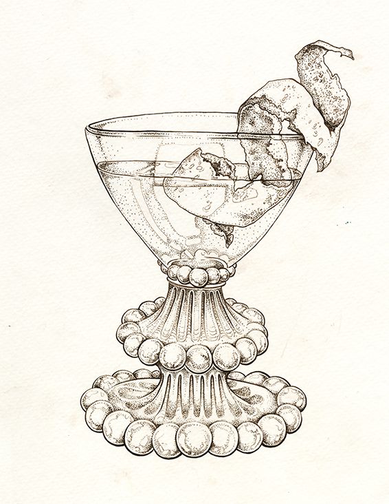 566x732 Vintage Cocktail Illustration, Bourbon Cocktail Art By Ellie