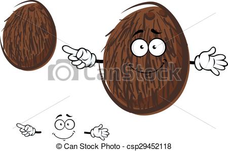 450x298 Cartoon Cheerful Coconut Fruit Character. Cartoon Tropical