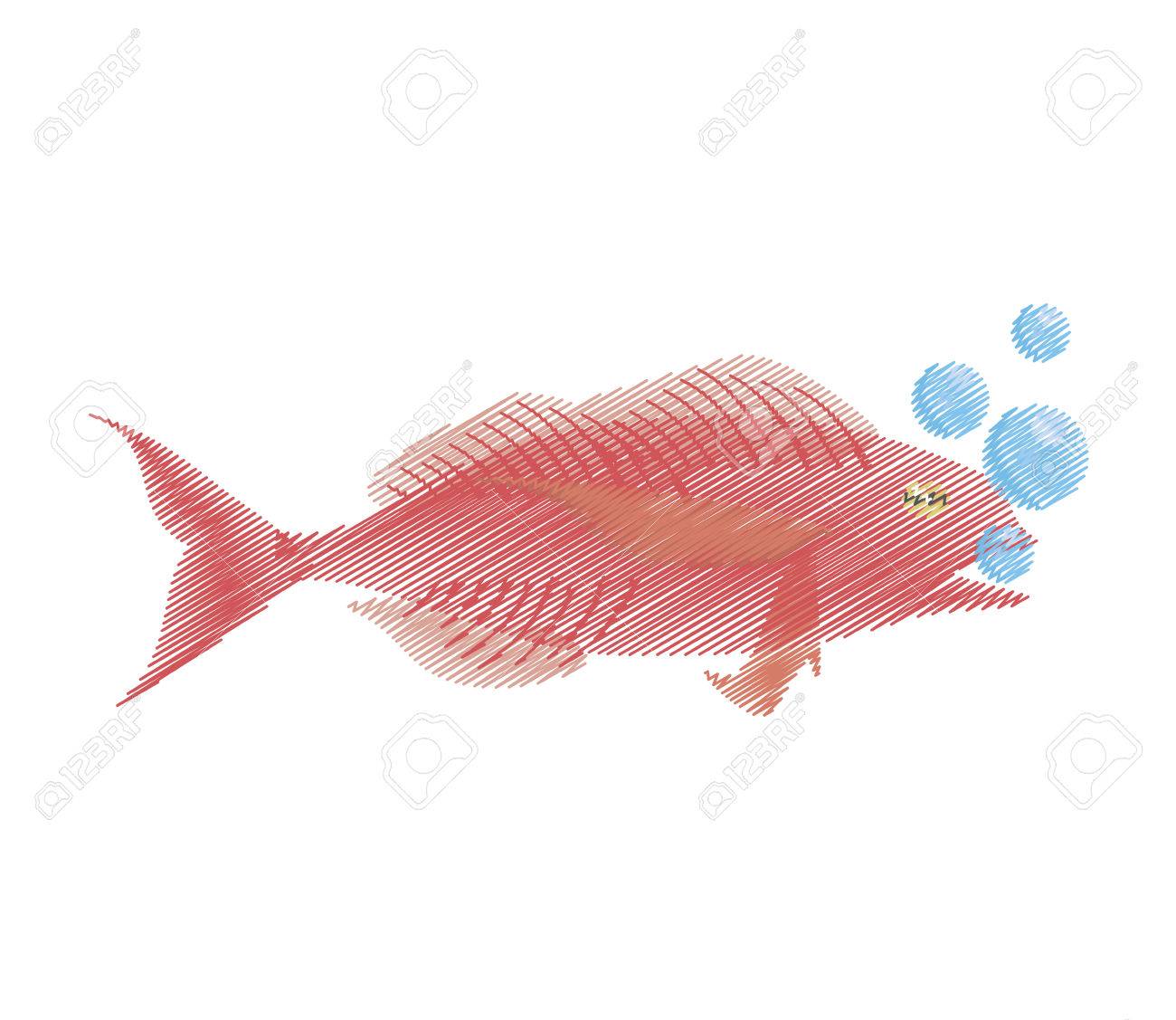1300x1127 Hand Drawing Cod Fish Sealife Food Ocean Bubbles Vector
