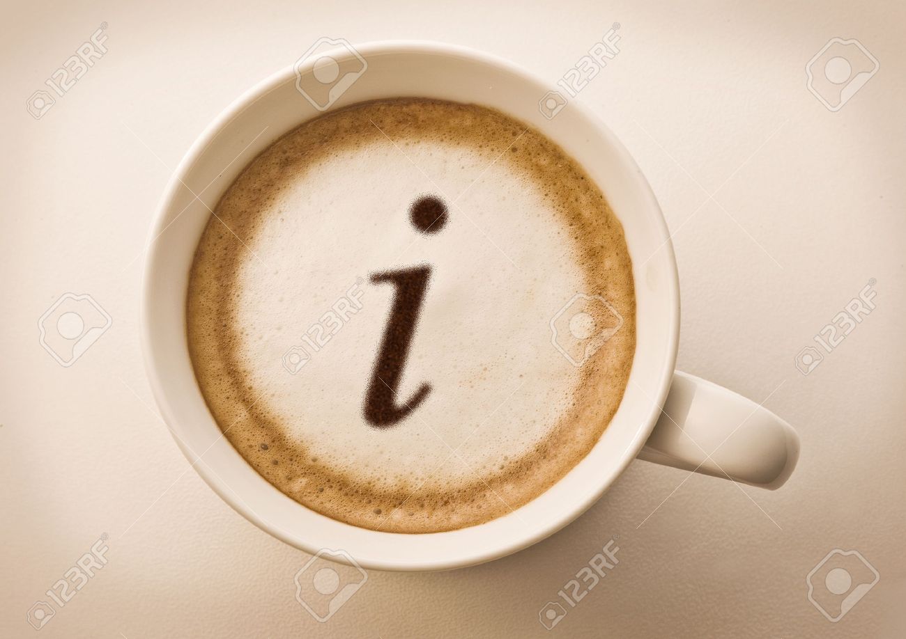 1300x918 Letter I Drawing On Latte Art Coffee Cup Stock Photo, Picture