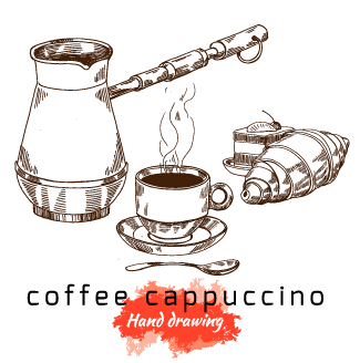 325x328 Hand Drawing Coffee Cappuccino Vector