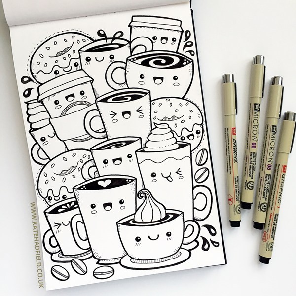 600x600 Kawaii Coffee' Free Colouring Page