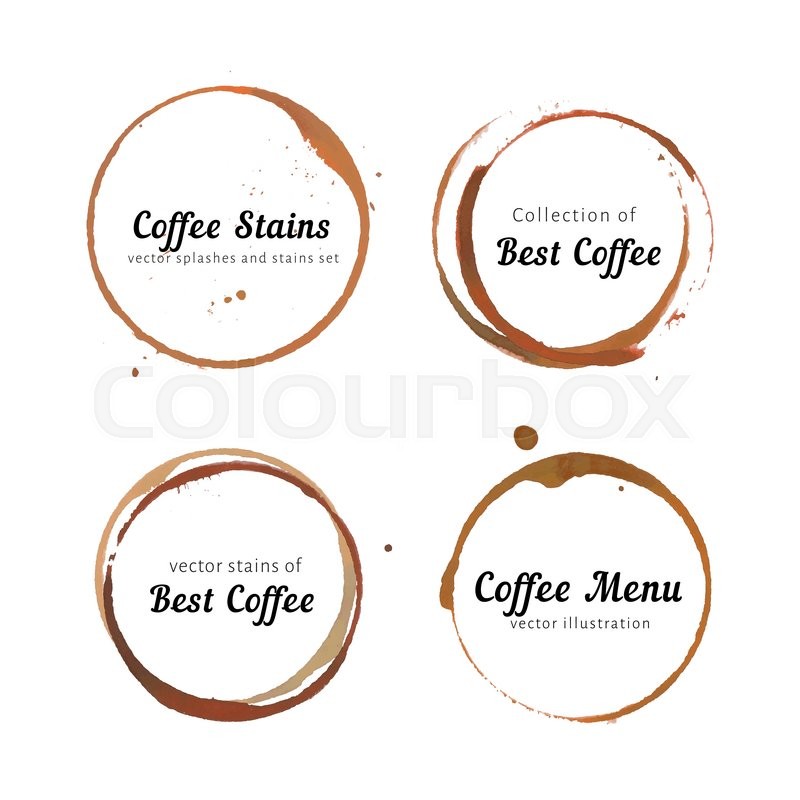 800x800 Vector Set Of Coffee Stain Logo. Circles, Splashes And Spot