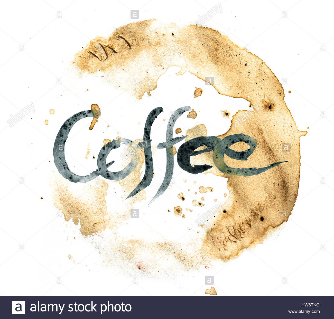 1300x1244 Word Coffee With Coffee Stains Stock Photo, Royalty Free Image