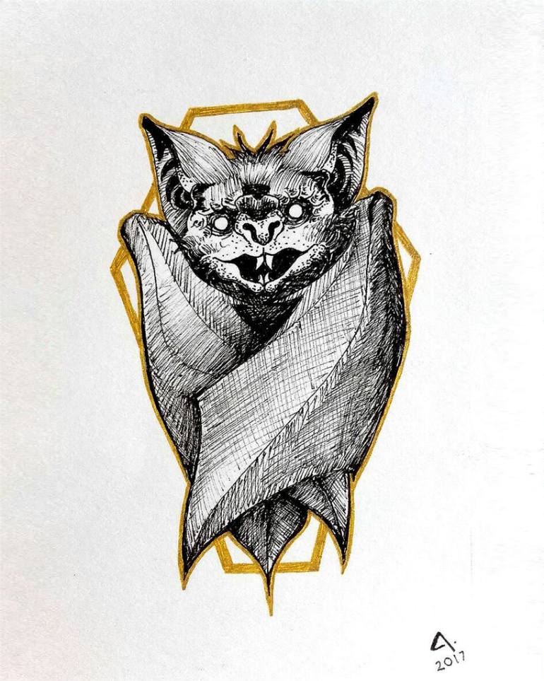 770x963 Saatchi Art Bat's Golden Coffin Drawing By Juan Arenas