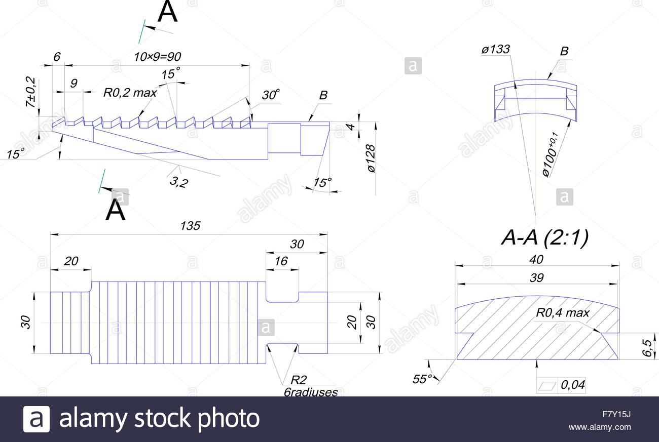 1300x873 Engineering Drawing Of Cog Die Stock Vector Art Amp Illustration