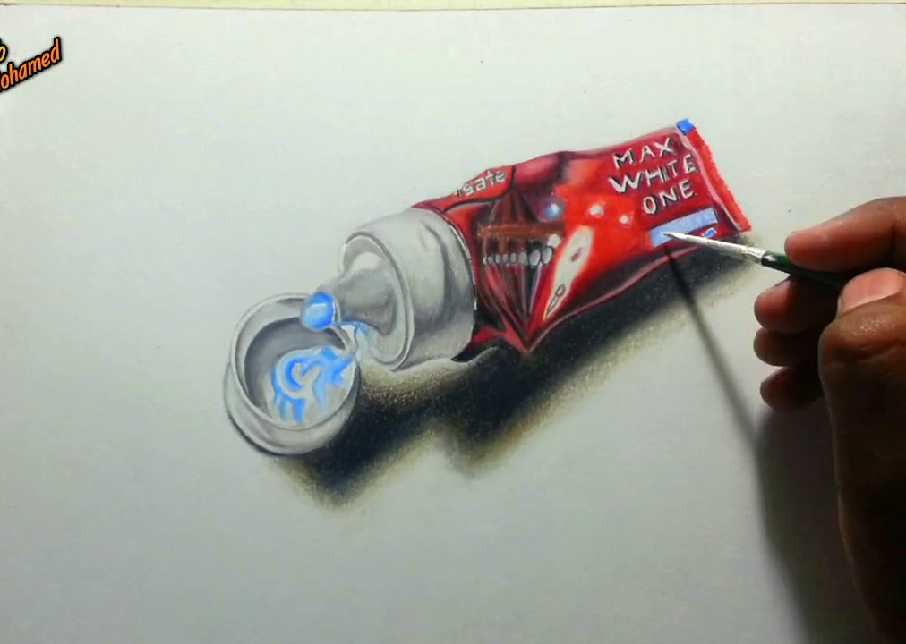 1012x720 Realistic Drawing Of A Toothpaste