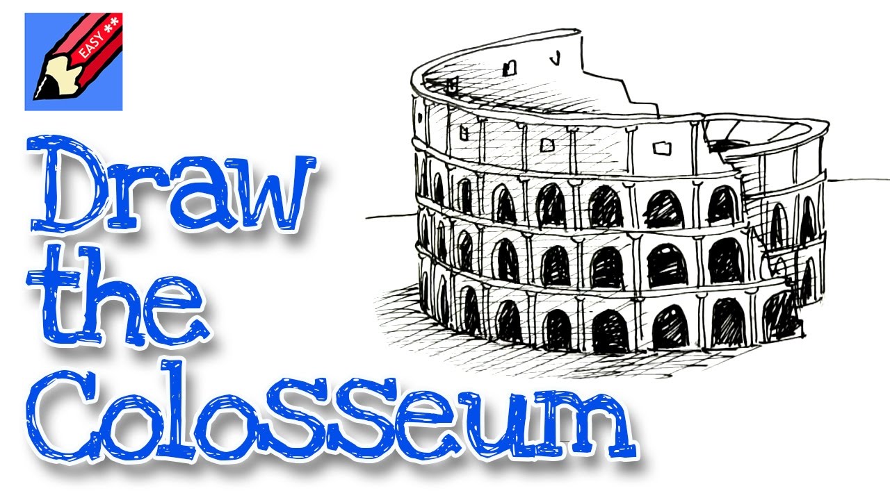 1280x720 How To Draw The Colosseum Real Easy For Kids And Beginners