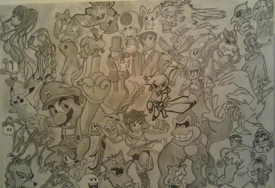 900x614 Nintendo Collage Drawing By David Spillane