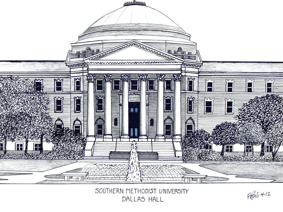900x674 Southern Methodist University Drawing By Frederic Kohli
