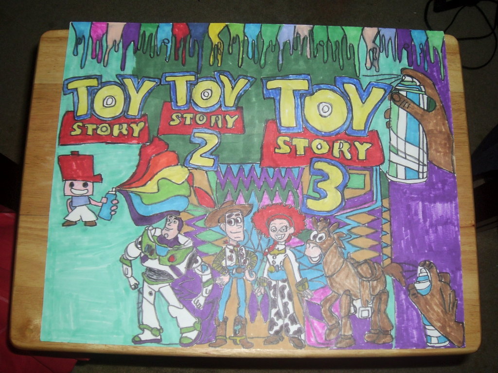 1024x768 Toy Story Design Colorful Drawing By Nweezybluestars23