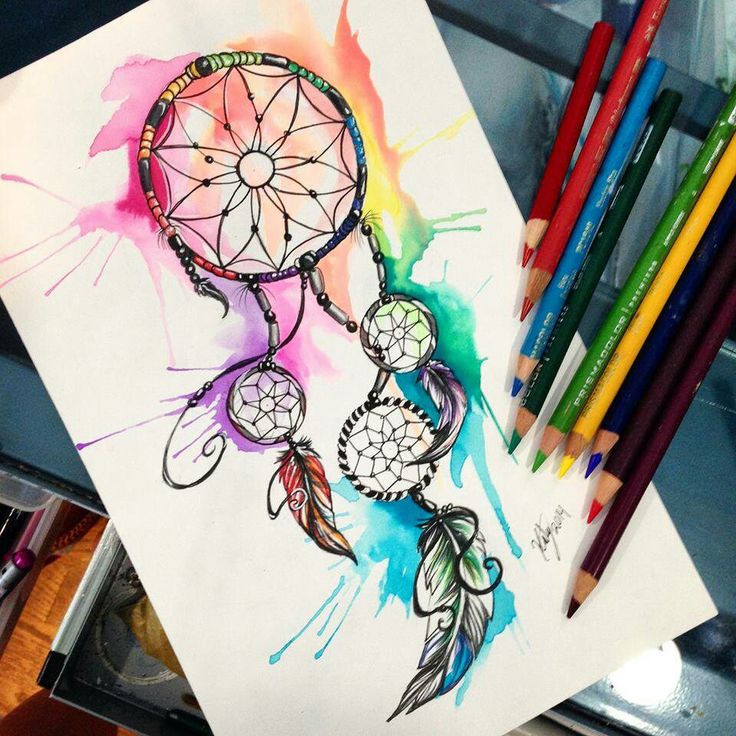 736x736 Colorful Dream Catcher Drawing