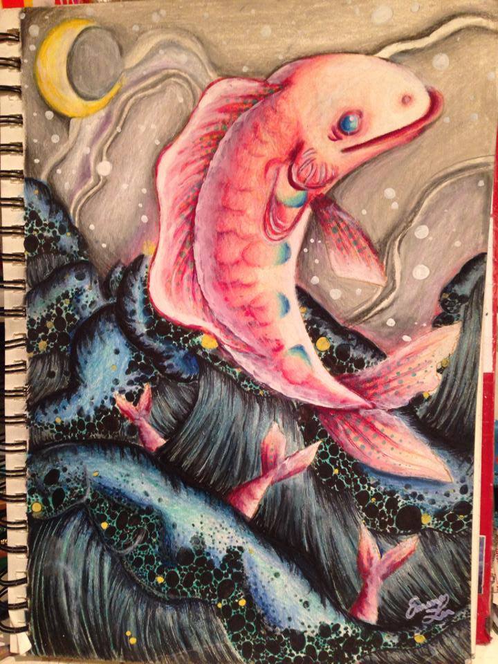 720x960 Fish Drawing With Colored Pencil By Mochiangelo