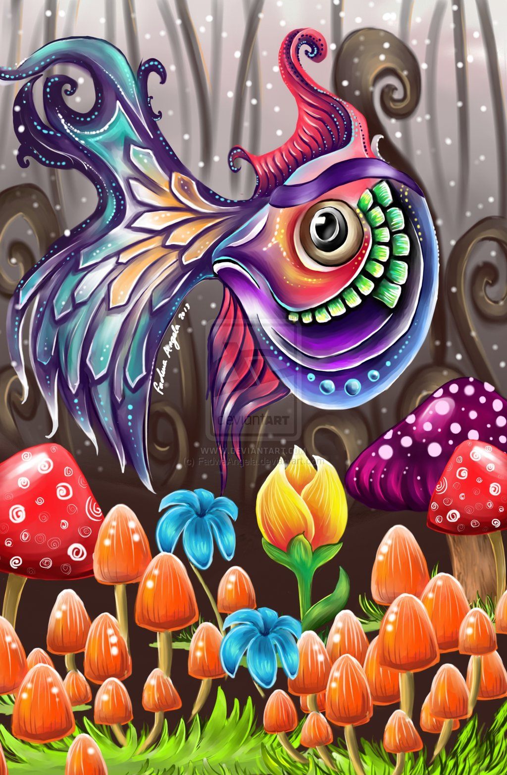 1024x1563 Colorful Art Colorful Fish By Fadwaangela Digital Art Drawings