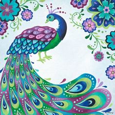 236x236 Simple Colorful Peacock Drawing