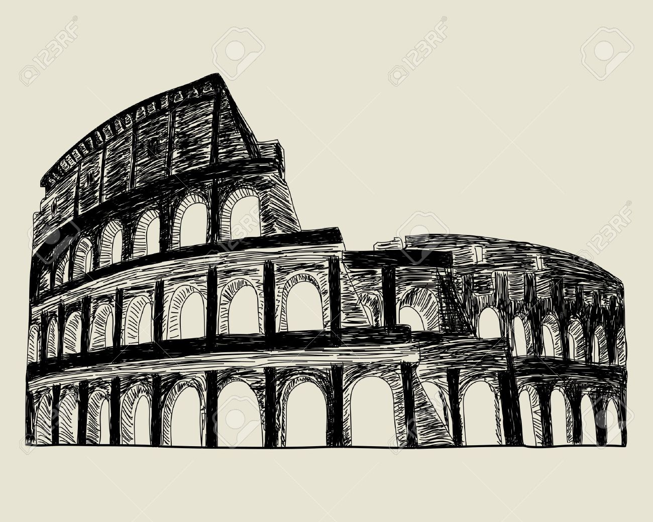 1300x1040 Roman Coliseum. Sketch Illustration For Design Use. Royalty Free
