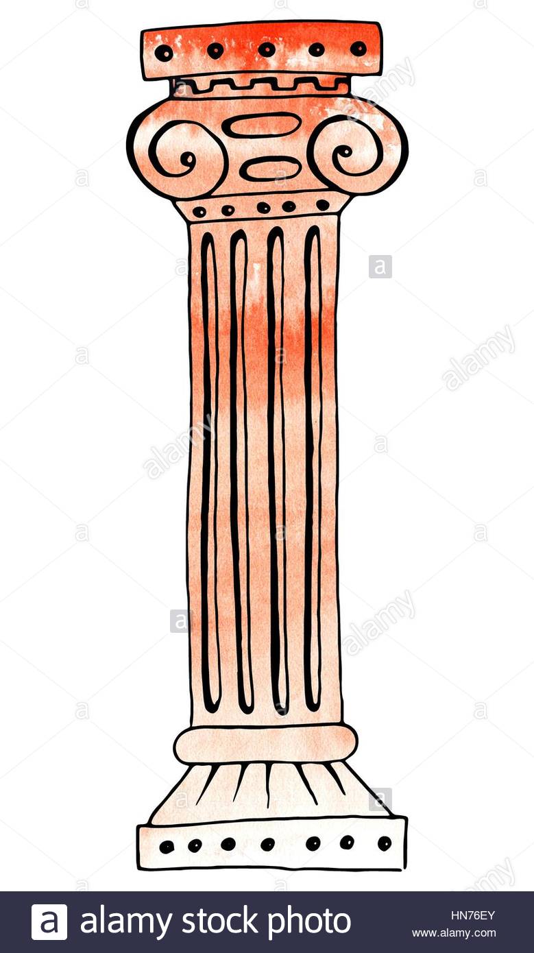 779x1390 Ancient Roman Column. Hand Drawing And Computer Processing.