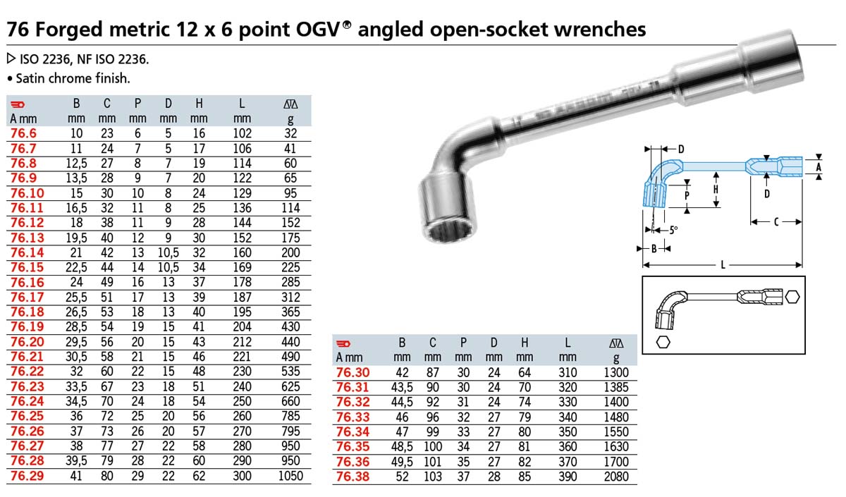 1200x705 Angled Socket Wrench (76 Series)(12x6pt)