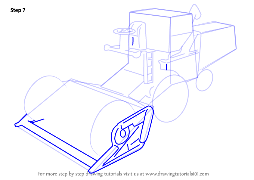 844x598 Learn How To Draw Combine Harvester (Other) Step By Step Drawing