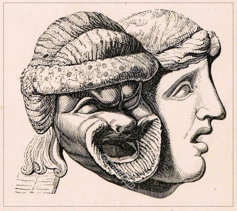 800x714 Ancient Theatre Masks. The Masks Of Tragedy And Comedy. Costume