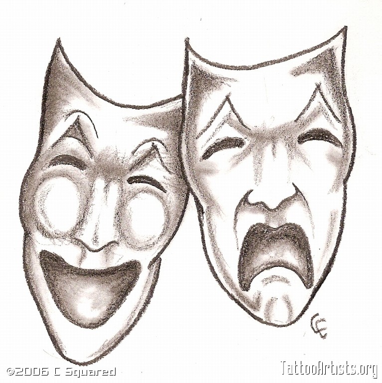 767x768 Comedy Drama Masks Tattoo Pictures To Pin