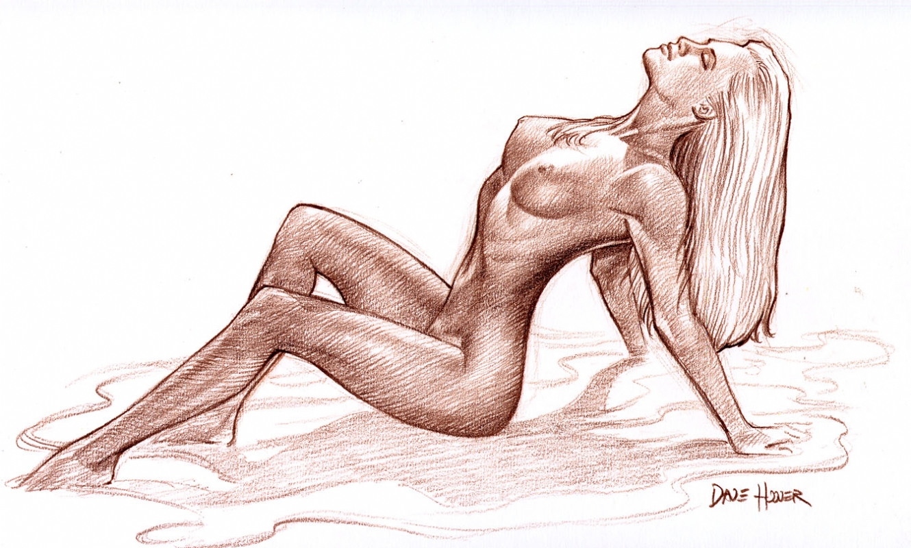 1330x800 Girl In Water, In David Hoover's Figure Drawing Comic Art Gallery Room
