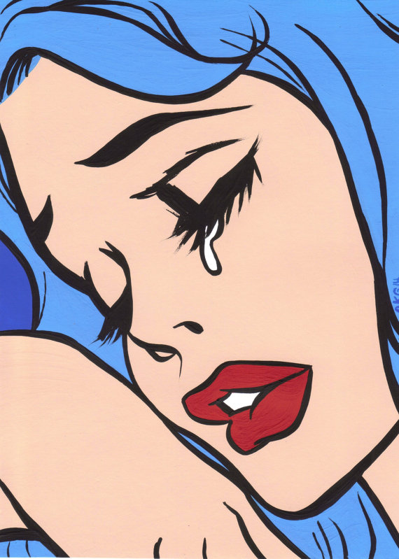570x799 Blue Crying Comic Girl By Turddemon On Etsy Pop Art