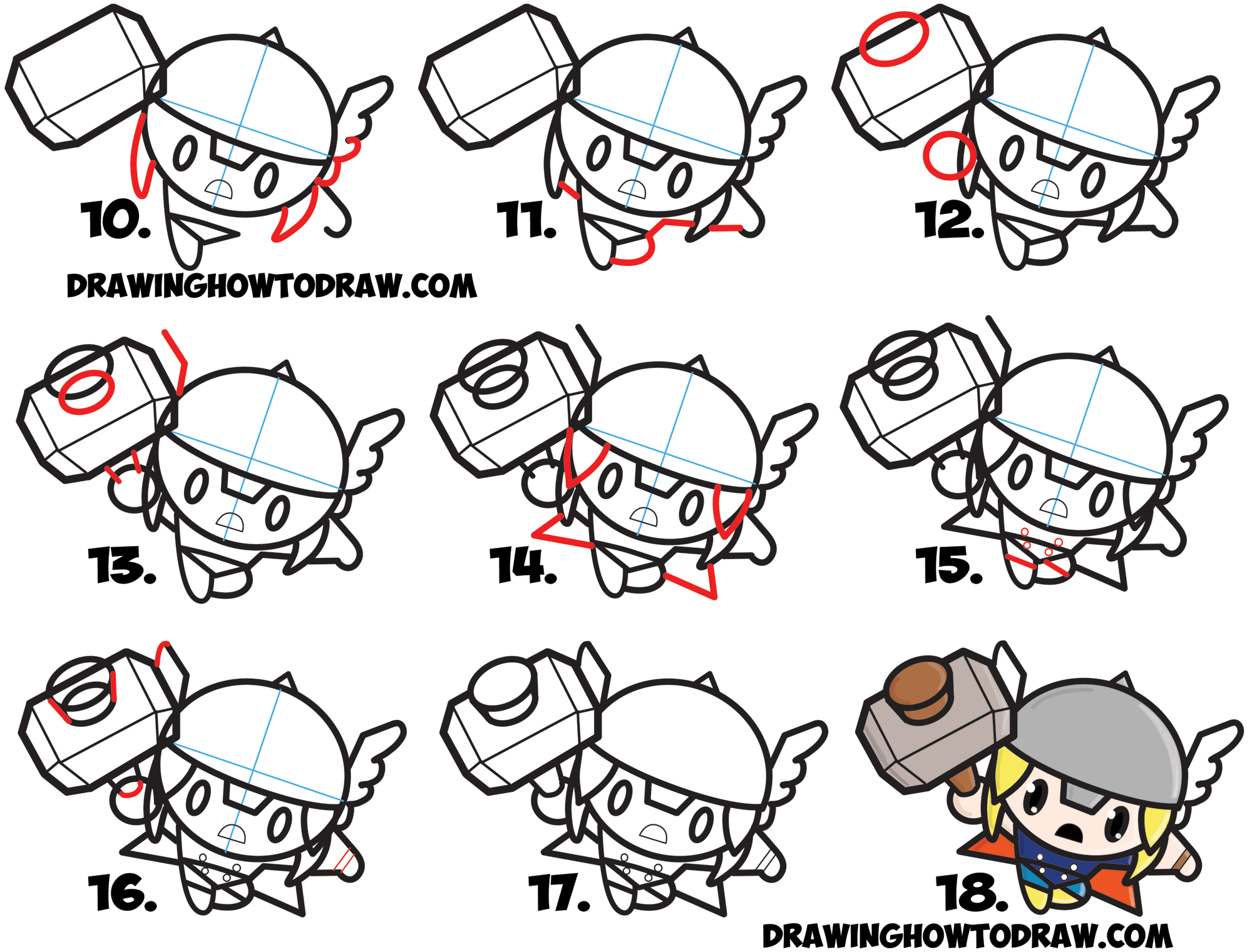 2000x1522 How To Draw Cute Chibi Kawaii Thor From Marvel Comics In Easy