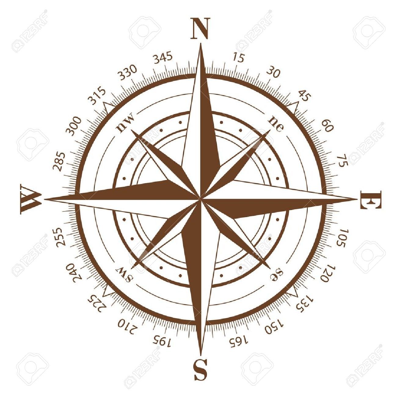 1300x1296 Brown Compass Rose Isolated On White Royalty Free Cliparts