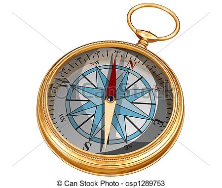 450x380 Isolated Compass. Isolated Illustration Of A Golden Compass