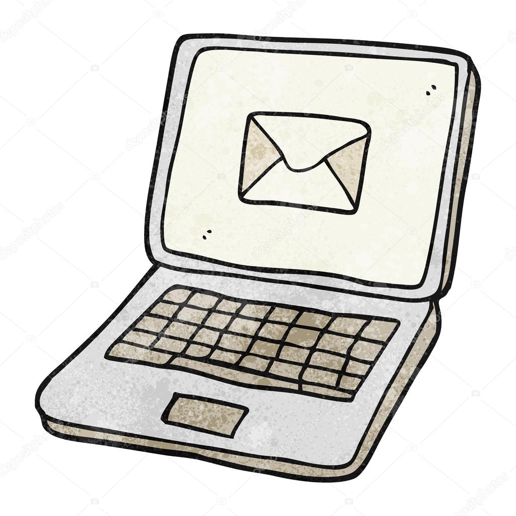 1024x1024 Textured Cartoon Laptop Computer With Message Symbol On Screen