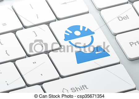 450x320 Manufacuring Concept Factory Worker On Computer Keyboard Stock