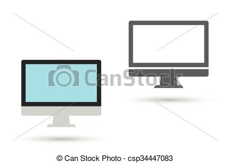 450x319 Pc Monitor Icon. Computer Display Isolated On White Vector