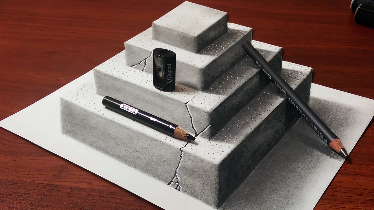 1280x720 How To Make A 3d Concrete Pyramid Pencil Drawing