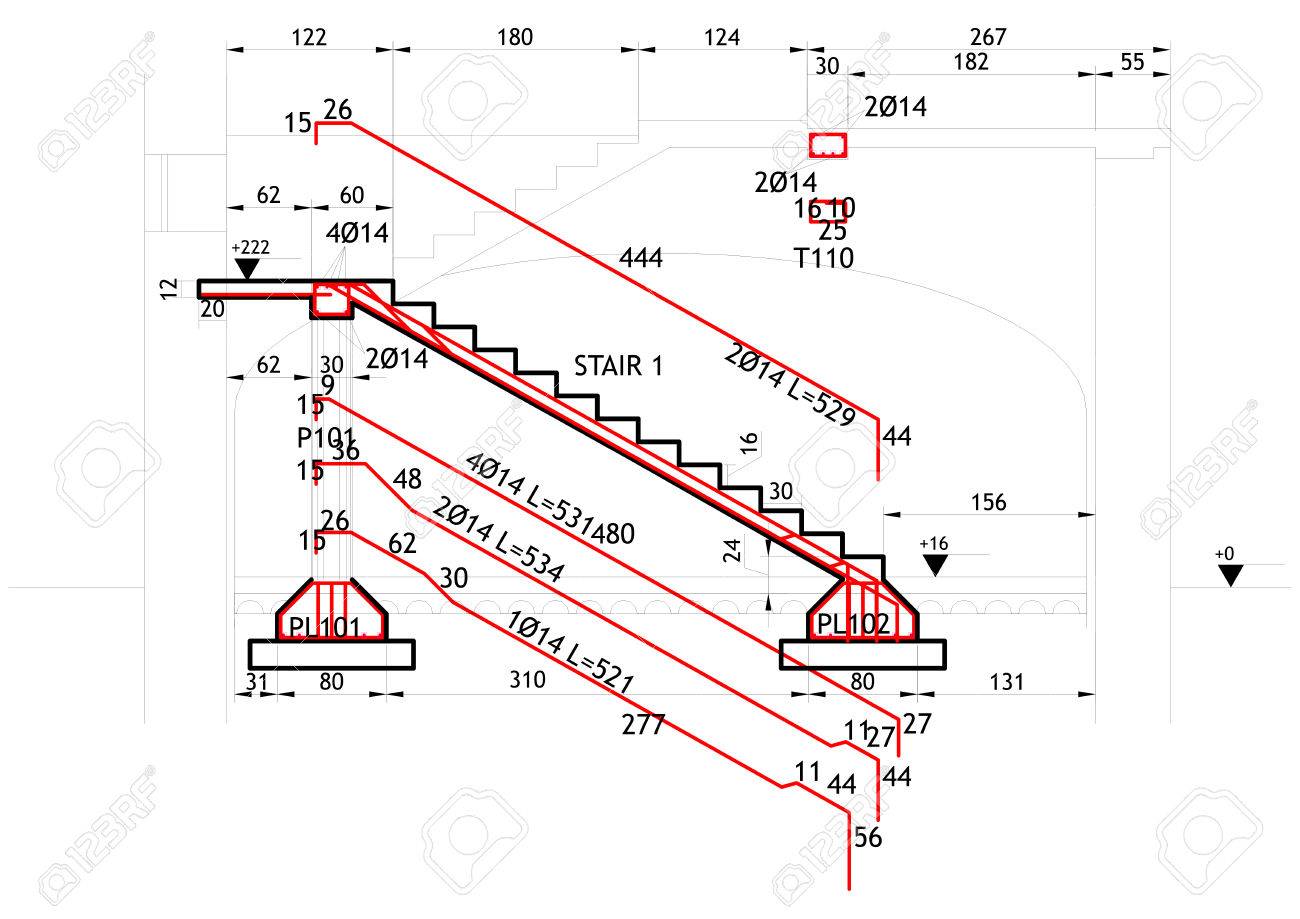 1300x919 Structural Drawing For A Reinforced Concrete Structure Stock Photo
