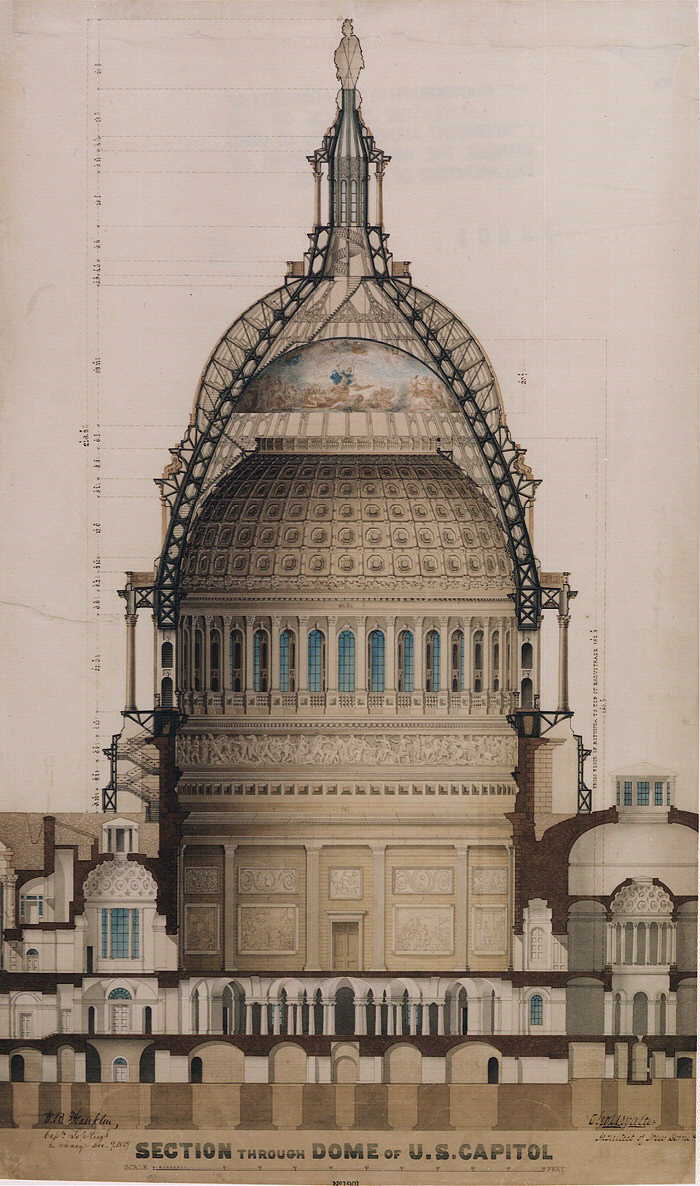 700x1186 Thomas U. Walter Through Dome Of U.s. 1859 Ink