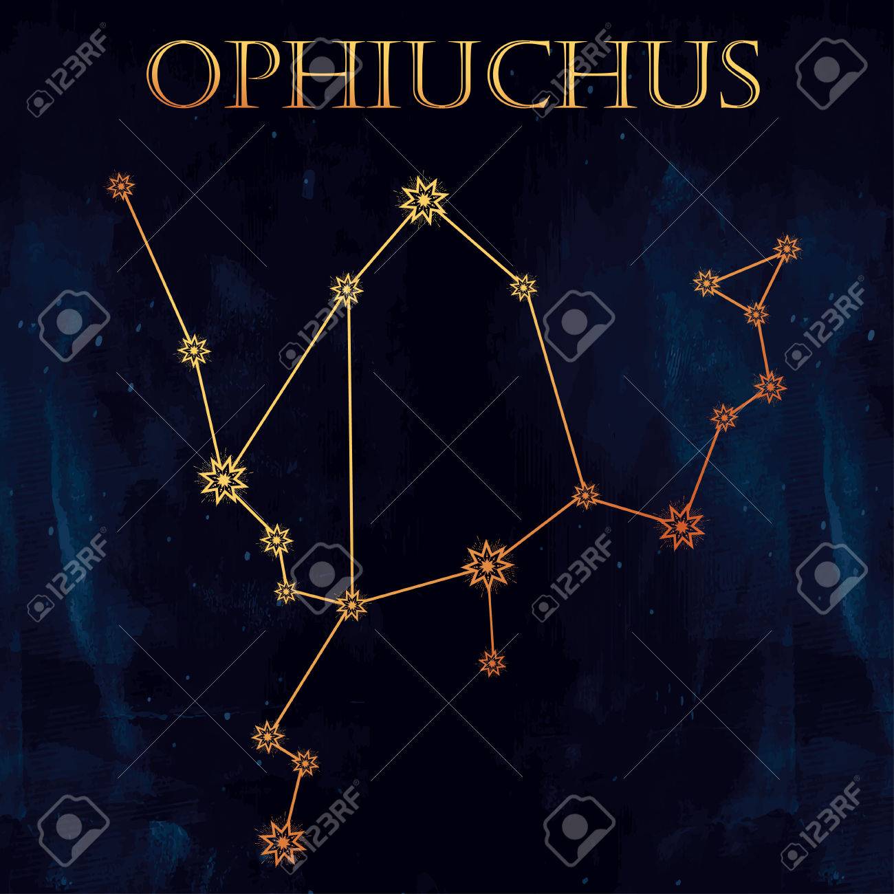 1300x1300 Ophiuchus Constellation. Highly Detailed Zodiac Icon. Freehand