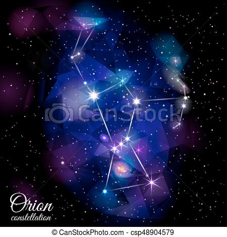 450x470 Orion Constellation. True Star And Nebulosity Positions