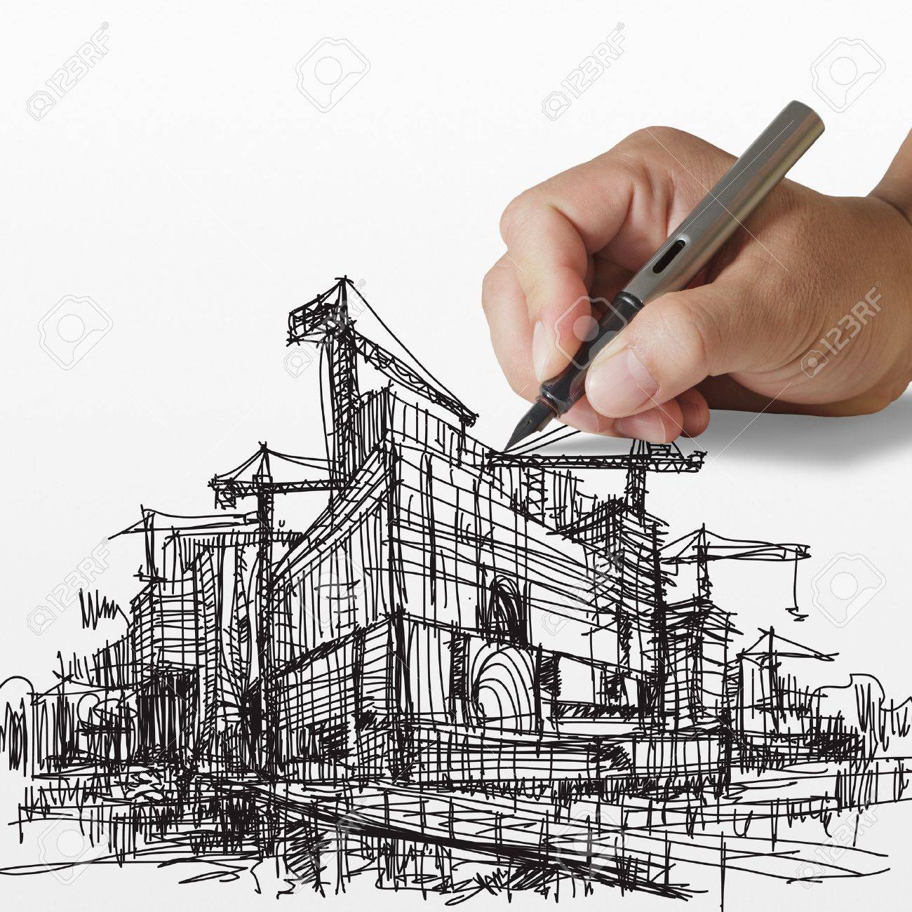 1300x1300 Hand Draws Construction Site On Paper Background Stock Photo
