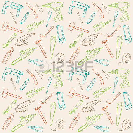 450x450 Vector Seamless Pattern, Construction Tools Background Royalty