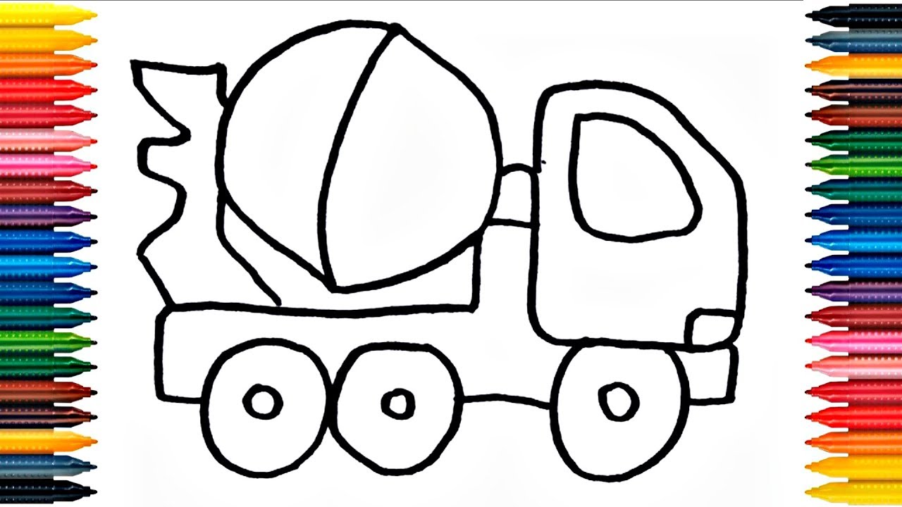 1280x720 Drawing Truck Construction Truck Drawing How To Draw And Painting