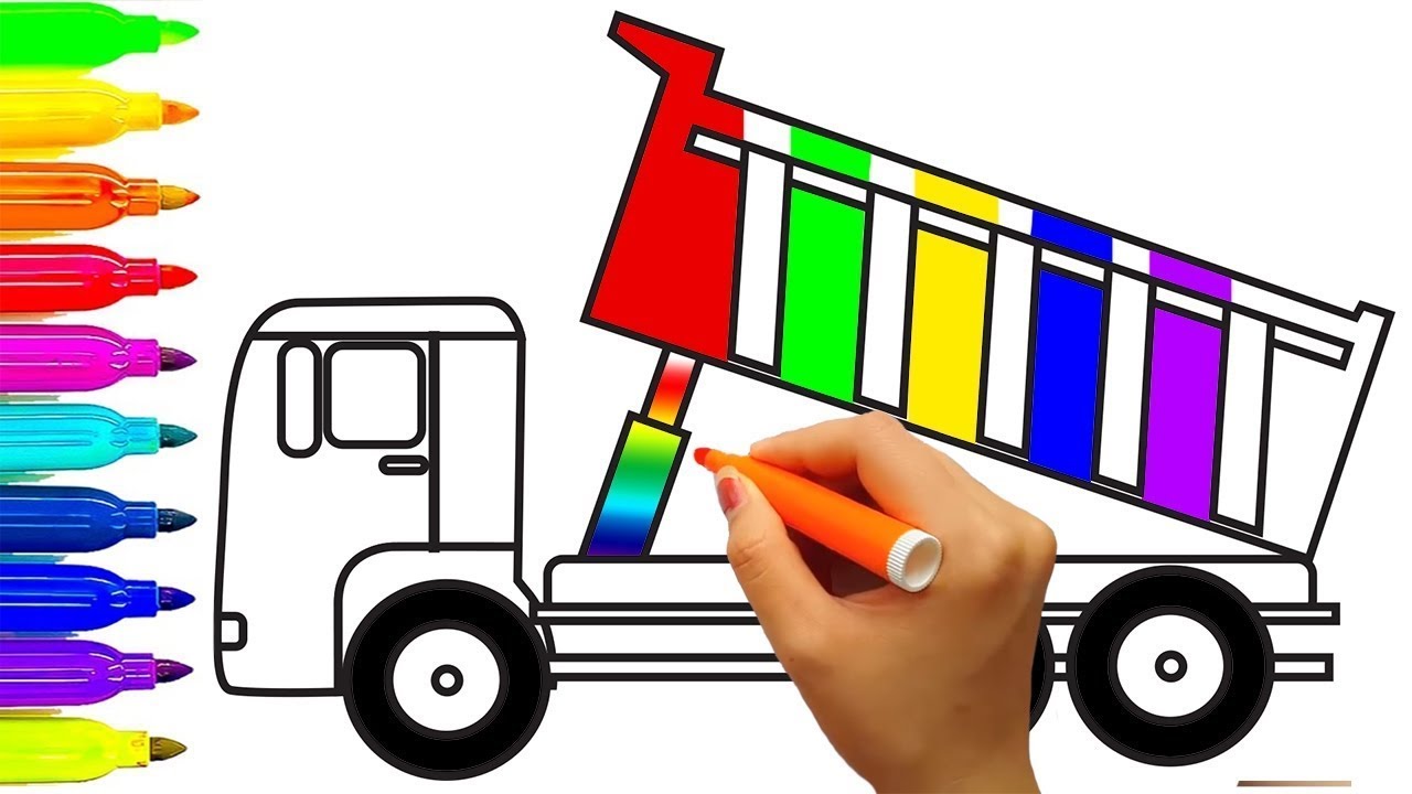 1280x720 How To Draw Construction Truck Coloring Page W Learn Color Drawing