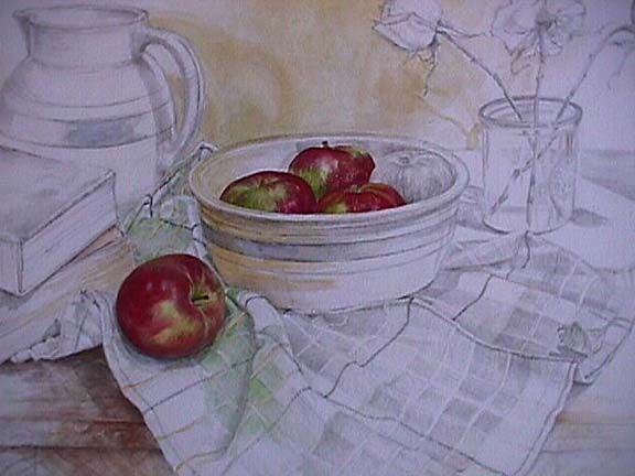 576x432 Joan Berg Victor Still Life With Apples, Books Amp Roses Item 503309